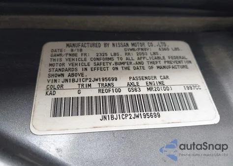 2018 Nissan Rogue Sport Sl из США, поврежденный, VIN JN1BJ1CP2JW195699